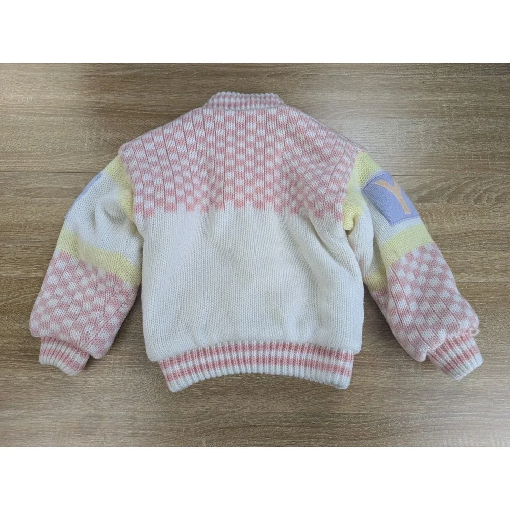 Vintage Giacca Yes Chunky Knit Cardigan Sweater 80s 90s Kids Size 6